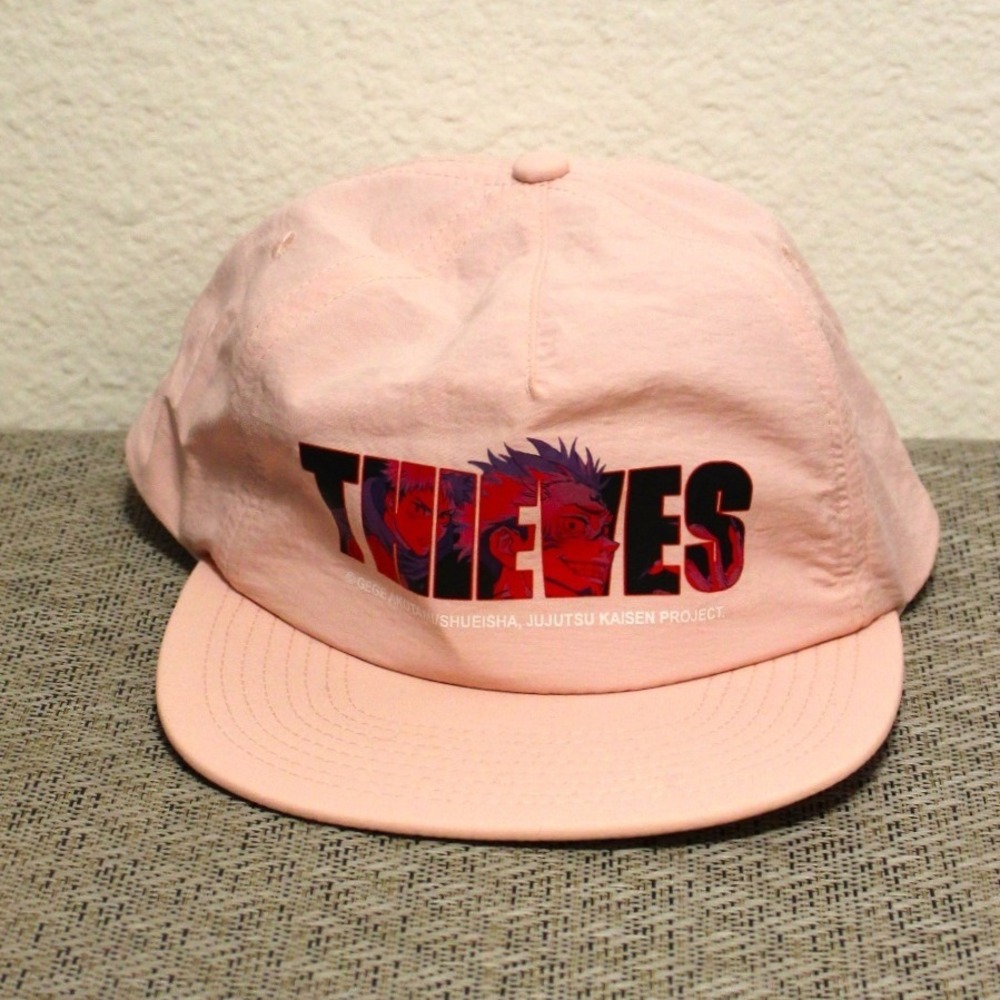 100 Thieves Jujutsu Kaisen Hat Mens OS Pink NEW Nylon Snapback 1TA0022JK158
